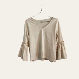 Madewell Eyelet Boho Embroidered  Ivory Tier-Sleeve Sweater Tee Top